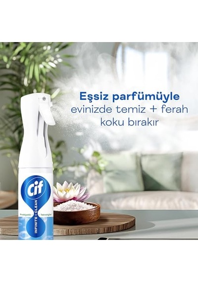 Cif Infinite Clean Doğal Probiyotikli Sprey Tüm Yüzeyler İçin Lotus & Deniz Tuzu 280 Ml Diğer
