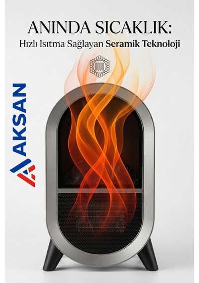 Ct-6055 Uludağ Taşınabilir Şömine Tipi Elektrikli Isıtıcı Soba 1500w 3d Alev Efektli Siyah