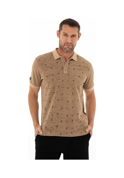 AR-MA Arma Erkek Regular Fit Parça Boyama Polo Yaka Tişört Y25374376101 Kahverengi