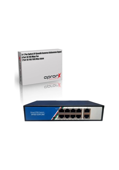 Apronx 8 Port 10/100/1000 8 PoE Ports + 2Gb Port Uplink 125W PoE Switch