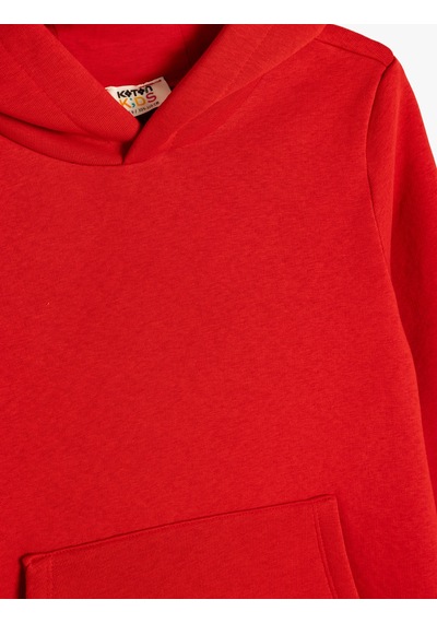 Koton Basic Kapşonlu Kanguru Cepli Uzun Kollu Sweatshirt Kırmızı 5wkb10106tk Kırmızı