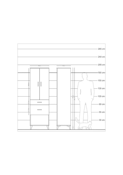 Hyperion Dolap 3 Raflı 2 Çekmeceli 2 Kapaklı 60x44x195 Aytaşı-antrasit Aytası