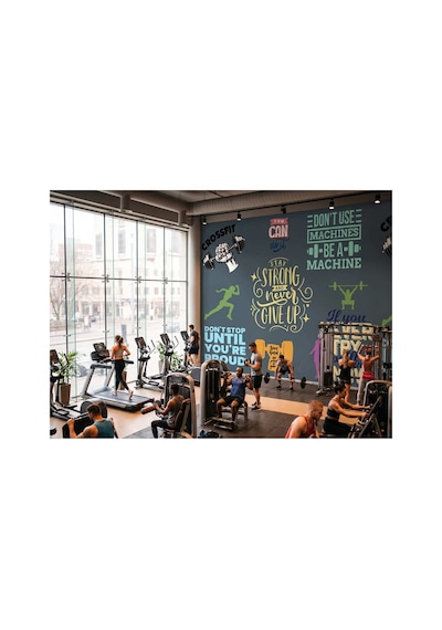Gym Salonu Karma Sloganlar Poster Duvar Kağıdı Çok Renkli