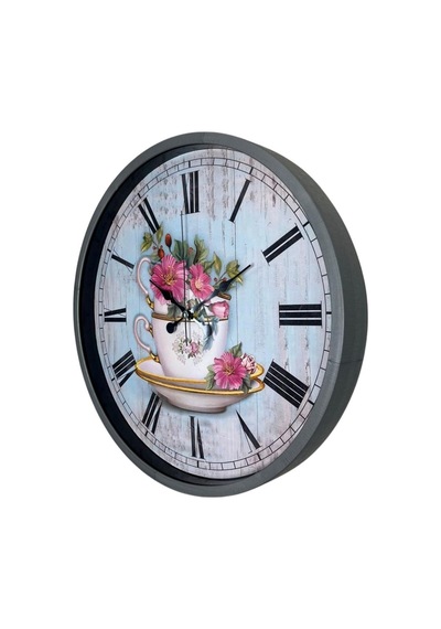 Gri Flower Cup 36 Cm Duvar Saati 11