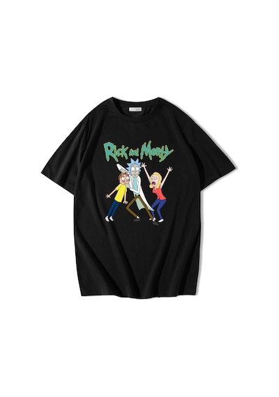 Brz Collection Unisex Oversize Rick And Morty T-shirt-siyah Siyah