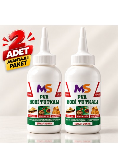 2 Adet Pva Hobi Tutkalı 150 Gram Şeffaf Hazır Ahşap Karton Kumaş Kağıt Uygulama Maket Yapıştırıcısı