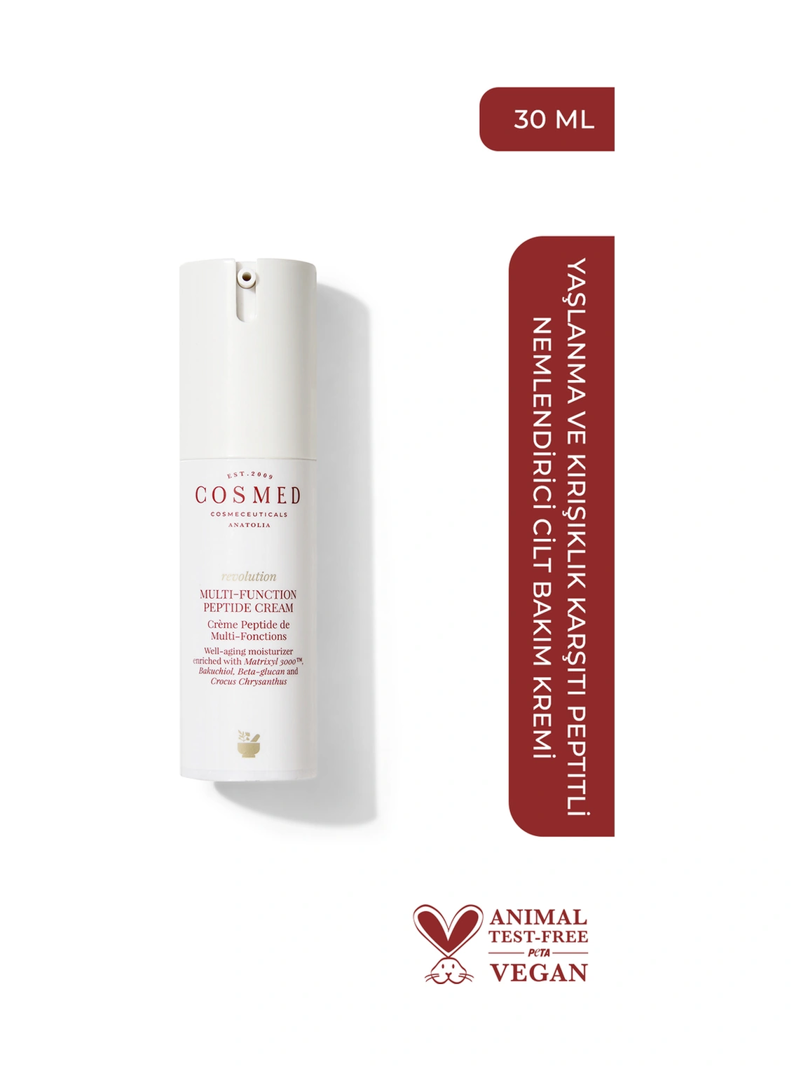 Cosmed ve   Peptitli Nemlendirici Cilt Bakım Kremi - Multi-Function Peptide Cream - 30 ml