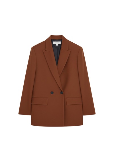 Hanezza Çift Düğmeli Blazer Ceket Plus Size Kiremit - 789093682 Kiremit