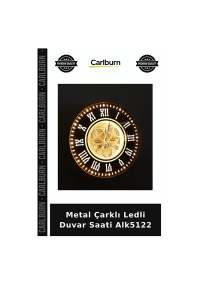 Metal Çarklı Ledli Duvar Saati Tasarım Saat Dekorasyon Ürünü Çok Renkli