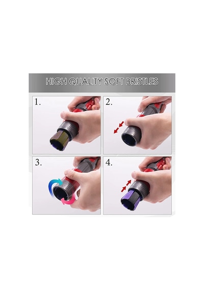 Dyson V7 V8 V10 V11 V15 Uyumlu Led Işıklı Mor Dar Uç & Çizmeyen Toz Fırçası 2'li Temizlik Seti
