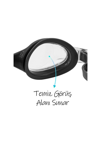 2li Set Boneli Yetişkin Yüzücü Gözlüğü Geniş Açı Su Geçirmez Yüzme Havuz Deniz Gözlük Siyah 1020 Siyah