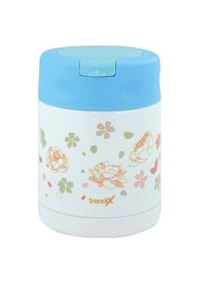 Çelik İçli Termos 350 Ml Mavi Çelik Kaşık İle Tx-6129 Açık Beyaz
