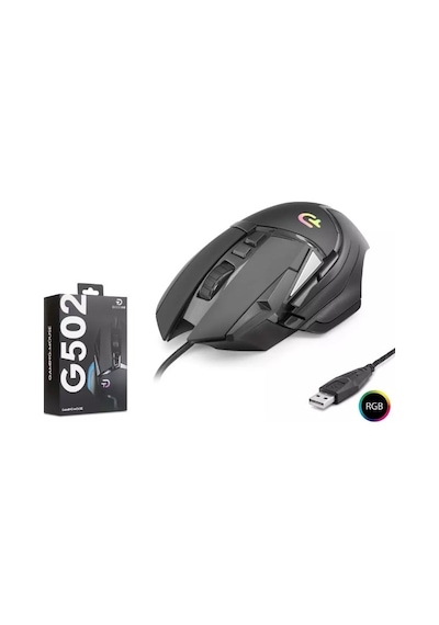 Nodar G502 Rgb Kablolu Gaming Mouse 7200 Dpı 1000hz 6 Tuş Siyah G502