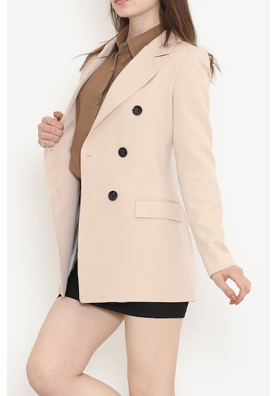 Düğmeli Blazer Ceket Bej - 354.1247. Çok Renkli