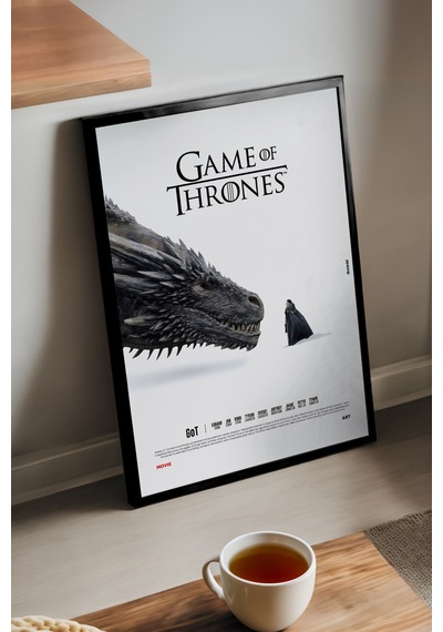 Game Of Thrones Siyah Ahşap Çerçeveli Poster, Dizi Duvar Tablosu