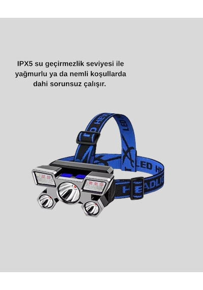 Outdoor Ve Gece Balıkçılığı İçin Led Kafa Lambası - Usb Şarjlı, 60 Ayarlanabilir Far Çok Renkli