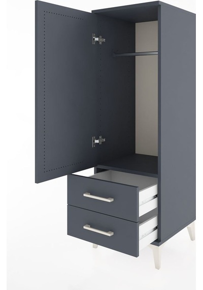 Hyperion Dolap Tek Raflı 2 Çekmeceli Tek Askılı 44x44x134 Ant... Antrasit