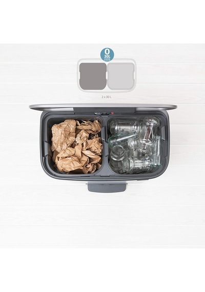 Brabantia Çöp Kutusu İki Bölmeli 30+30 Lt Bo Pedal Bin Platinium