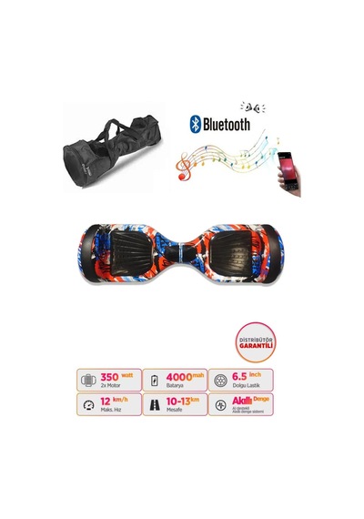 Citymate Hoverboard 6.5 inch Elektrikli Kaykay Scooter Full Ledli Bluetooth Hoparlörlü Çanta Hediye D01