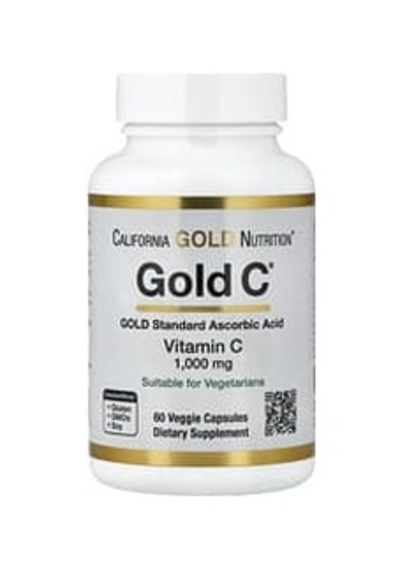 California Gold Nutrition, Gold C , Usp-grade Vitamin C, 1,000 Mg, 60 Veggie Capsules