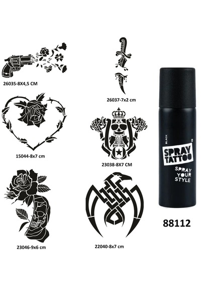 Savaş Ve Çiçek Spray Tattoo Geçici Dövme Yapma Seti Sprey Dövme Kiti