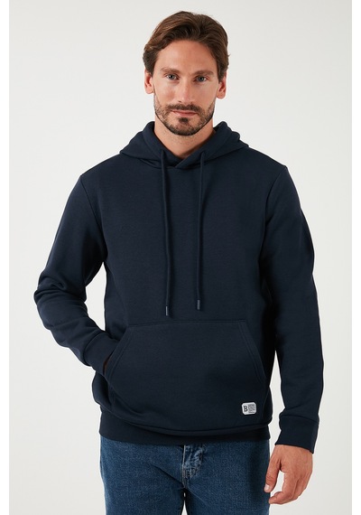 Buratti Regular Fit Kapüşonlu Kanguru Cepli Içi Tüylü Yumuşak Şardonlu Erkek Sweat 5905281 Koyu Lacivert