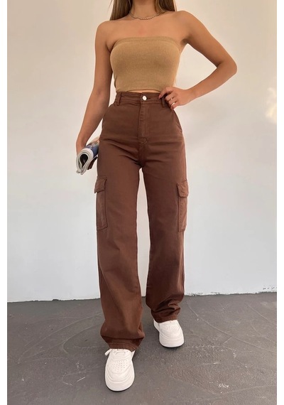 Lavajeans Ramsey Kadın Kahverengi Solmaz Likralı Arka Cepsiz Model Kargo Lavajeans Pantolon Kahverengi1 Kahverengi