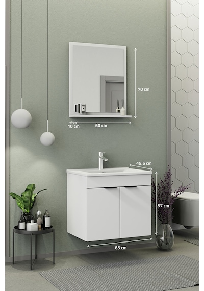 Biani Fix Arya 65 Cm Banyo Dolabı,Seramik Lavabolu, Aynalı,Lavabo Dahil,Mdf,Mat Beyaz Biani Fix Arya 65 Cm Banyo Dolabı,Seramik Lavabolu, Aynalı,Lavabo Dahil,Mdf,Mat Beyaz