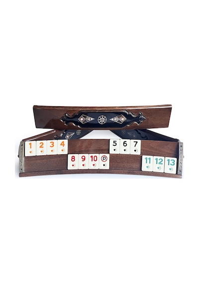 Helena Wood Art Mozaik İşlemeli Masif Ahşap Okey Seti Oval Takımı
