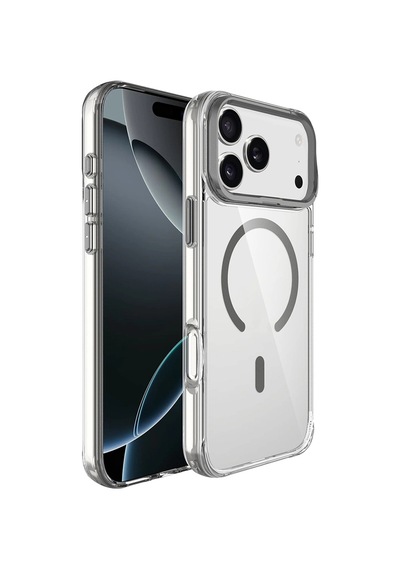 Apple iPhone Uyumlu 17 Pro Max Kılıf M-safe Şarj Özellikli Airbagli Kamera Standlı Zore Azor Kapak Koyu Gri