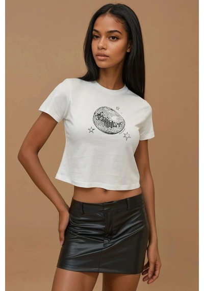 Hiccup Baskı Detaylı Regular Fit Bisiklet Yakalı %100 Pamuklu Crop T-shirt Gümüş Gri Hiccup Baskı Detaylı Regular Fit Bisiklet Yakalı %100 Pamuklu Crop T-shirt Gümüş Gri