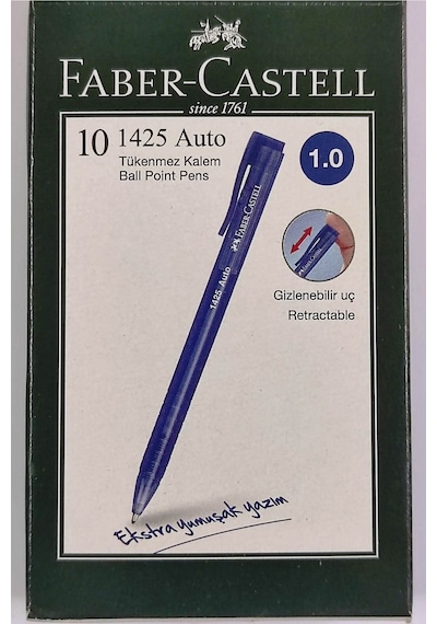Faber-castell 4 Adet 1425 Auto Tükenmez Kalem-1.0mm Mavi