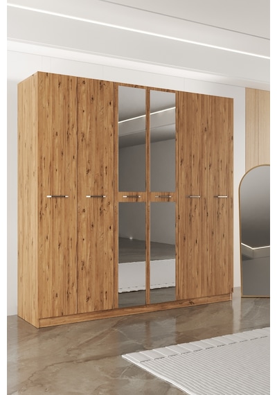 Aeka Ae-2191 Hisar Aynalı 6 Kapaklı Çok Bölmeli Askılı Ve Raflı Geniş Hacimli Gardırop 210x210 Cm Atlantik Çam - Atlantik Çam Aeka Ae-2191 Hisar Aynalı 6 Kapaklı Çok Bölmeli Askılı Ve Raflı Geniş Hacimli Gardırop 210x210 Cm Atlantik Çam - Atlantik Çam