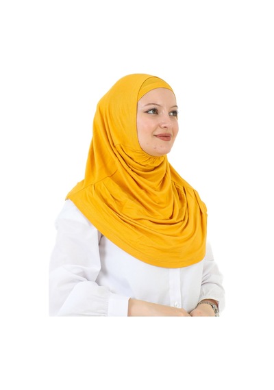 Modish Group İki Parça Hazır Giyim Boyunluklu Başörtüsü Şal Hazır Eşarp Viskon - Sarı SArı