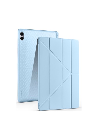 Galaxy Uyumlu  Tab S11 Ultra Kılıf Frm Tri Folding Kalem Bölmeli Standlı Kılıf - Mavi Kapaklı Kılıf