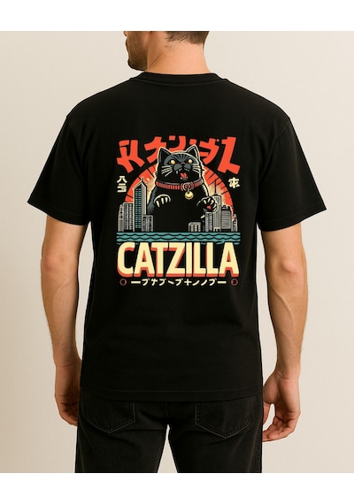Hugo Boss Catzilla Baskılı T-shirt Siyah