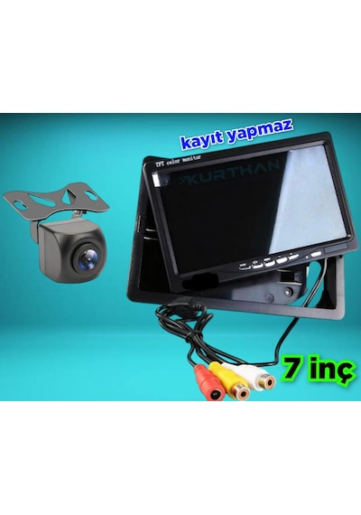 1 Adet 170 Derece Balık Gözü Kamera Ve 7'' Ekran Kayıt Yapmaz 12v
