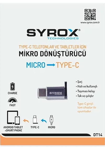 Syrox Dt14 Type-c Micro Usb Dönüştürücü