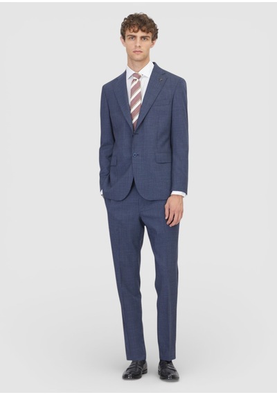Ramsey Açık Lacivert Potikare Zeroweight Slim Fit %100 Yün Takım Elbise