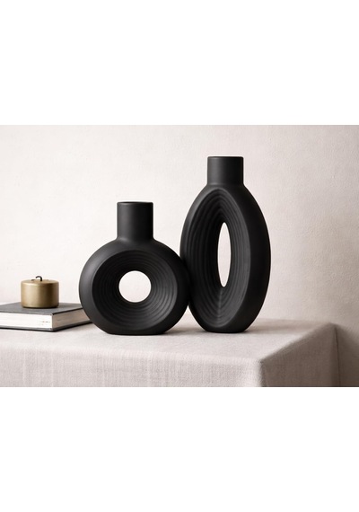 Edda Design Loop Tasarım Modern Dekoratif Vazo Seti 2'li Minimal &amp Şık Salon Aksesuarı Çok Renkli