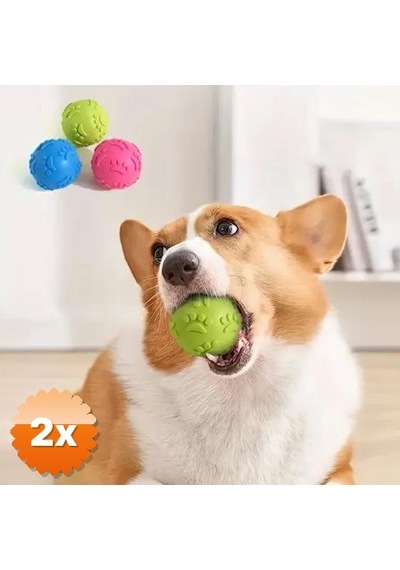 2 Adet Pati Desenli Dayanıklı Köpek Isırma Topu