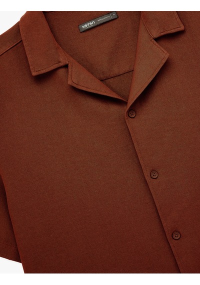 Koton Regular Fit Keten Karışımlı Kısa Kollu Apaş Yaka Gömlek Kiremit 5sam60225hw Terracotta Koton Regular Fit Keten Karışımlı Kısa Kollu Apaş Yaka Gömlek Kiremit 5sam60225hw Terracotta