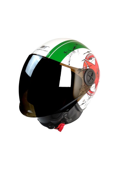 Mts FX-101 Star/Italy Açık Motosiklet Kaskı Beyaz - Yeşil
