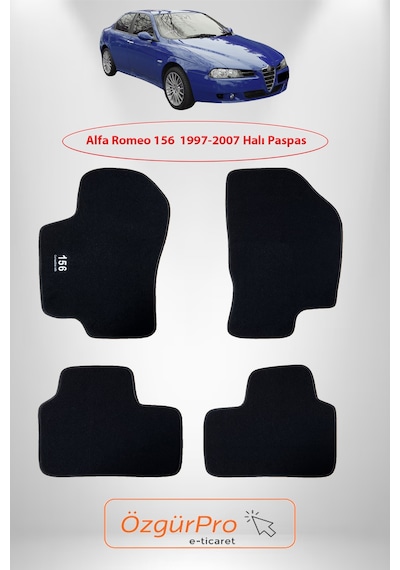 Rizline Alfa Romeo 156 1997-2007 Araca Özel Halı Paspas Siyah