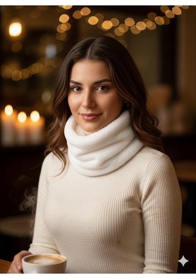 Leiste Kadın Peluş Boyunluk Peluş Boyunluk Welsoft Yılbaşı Hediyesi Isıtıcı Boyunluk Beyaz