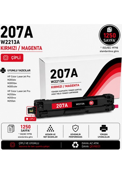 Hp 207a-w2213-m283-m255 Kırmızı 1250 Sayfa