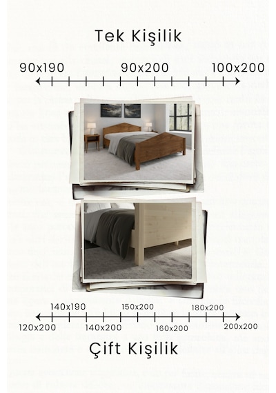 Renazzo Mi Lano Piramit Masif Ahşap Karyola Natürel 140x200 Natürel - 140 X 200