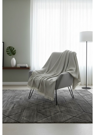 Pamuklu Koltuk Örtüsü 170x210 Cm Tekli&üçlü Koltuk,çekyat Ve Berjer İçin Modern Çizgili Yıkanabilir Gri