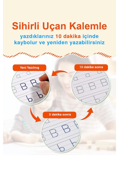 Harfleri ve Sayıları Yazmayı Kolayca Öğreten Kitap Sihirli Uçan Kalemli Oluklu (Kabartmalı) Kitap Dikkat Atölyesi Yayınları