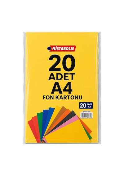 A4 Renkli Fon Kartonu 23x34 10'lu 2'li Paket 10 Renk 1